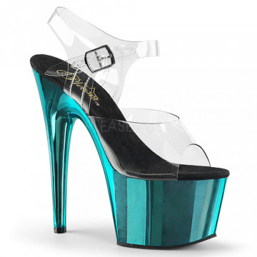 Pleaser ADORE-708 Clr/Turquoise Chrome