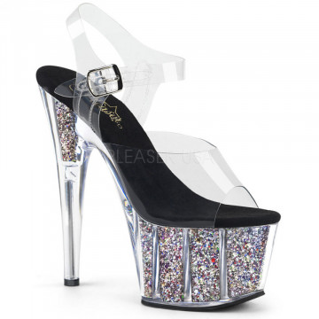 Pleaser ADORE-708CG Clr/Slv Confetti Glitter