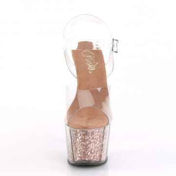 Pleaser ADORE-708G Clr/Rose Gold Glitter Inserts