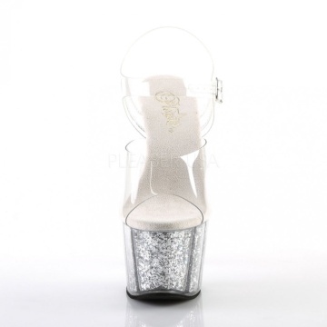Pleaser ADORE-708G Clr/Silver Multi Glitter Inserts 5us 35eu
