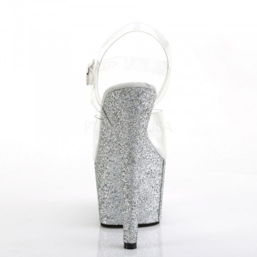 Pleaser ADORE-708HMG Clr/Slv Multi Glitter
