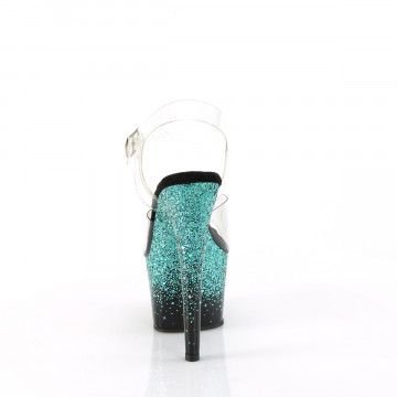 Pleaser ADORE-708SS Clr/Blk-Turquoise Multi Glitter