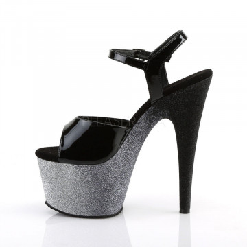 Pleaser ADORE-709OMBRE Blk Pat/Slv-Blk Ombre