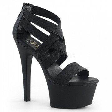 Pleaser ASPIRE-669 Blk Elastic Band-Faux Leather/Blk Matte