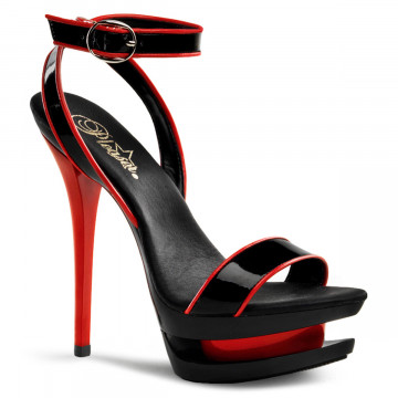 Pleaser BLONDIE-631-2 Blk Red Pat/Blk-Red