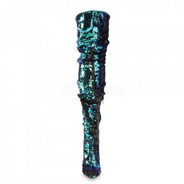 Pleaser COURTLY-3011 Green Iridescent Sequins