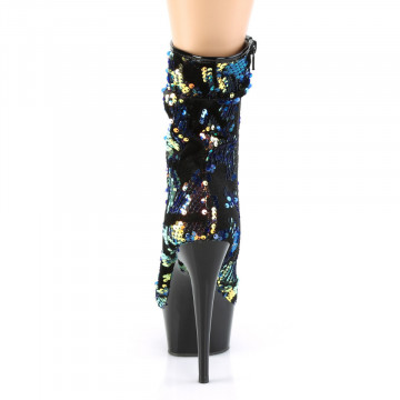 Pleaser DELIGHT-1004 Blue Iridescent Sequins/Blk