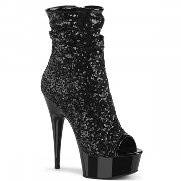Pleaser DELIGHT-1008SQ Blk Sequins/Blk Matte
