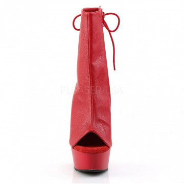 Pleaser DELIGHT-1018 Red Faux Leather/Red
