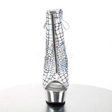 Pleaser DELIGHT-1018HG Slv Hologram Ostrich Pu/Slv Chrome