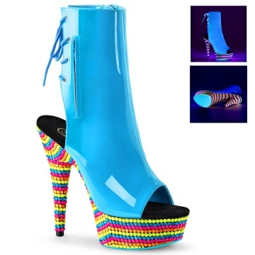 Pleaser DELIGHT-1018RBS Neon Blue Pat/Neon Multi