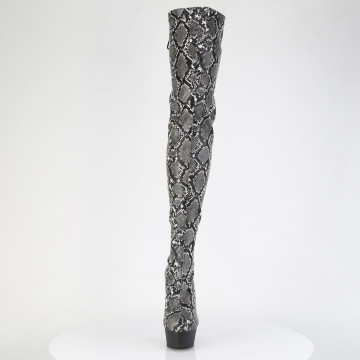 Pleaser DELIGHT-3008SP-BT Grey-Blk Snake Print/Blk Matte