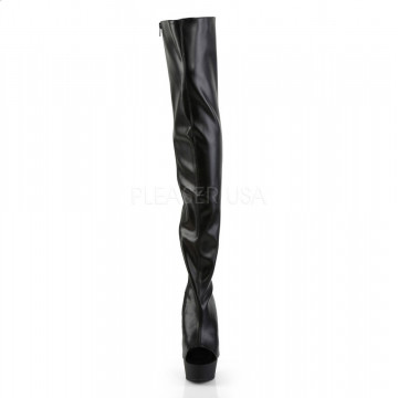 Pleaser DELIGHT-3017 Blk Str Faux Leather/Blk