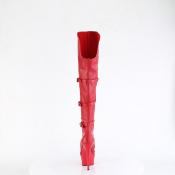 Pleaser DELIGHT-3018 Red Str. Faux Leather/Red Matte