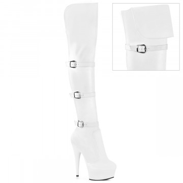 Pleaser DELIGHT-3018 Wht Str. Faux Leather/Wht Matte