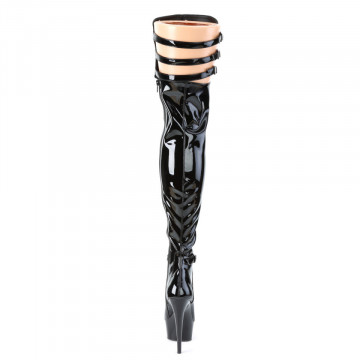 Pleaser DELIGHT-3055 Blk Stretch Pat/Blk