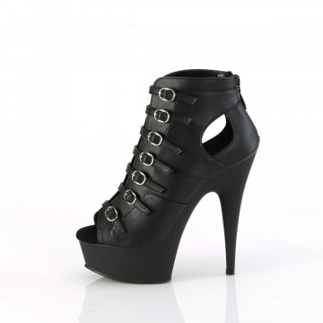 Pleaser DELIGHT-600-11 Blk Faux Leather/Blk Matte
