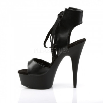 Pleaser DELIGHT-600-14 Blk Faux Leather/ Blk