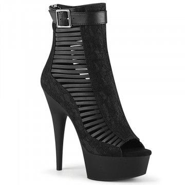 Pleaser DELIGHT-600-27LC Blk Faux Leather-Fabric/B Subito 35eu 5us
