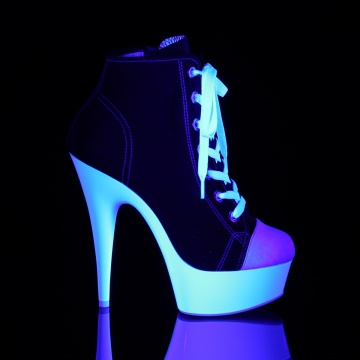 Pleaser DELIGHT-600SK-02 Blk Canvas/Neon White