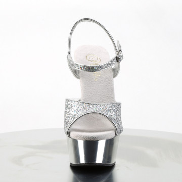 Pleaser DELIGHT-609G Slv Multi Gltr/Slv Chrome