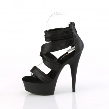 Pleaser DELIGHT-620 Blk Faux Le-Fabric/Blk Matte
