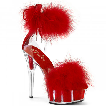 Pleaser DELIGHT-624F Clr-Red Fur/M