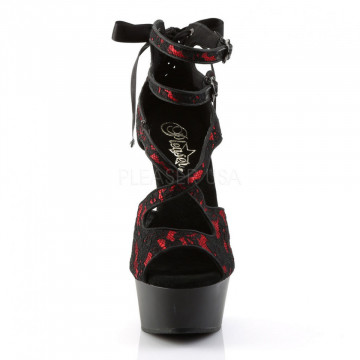 Pleaser DELIGHT-678LC Red Satin-Lace/Blk Matte