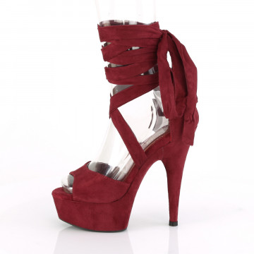 Pleaser DELIGHT-679 Burgundy Faux Suede/Burgundy Faux Suede