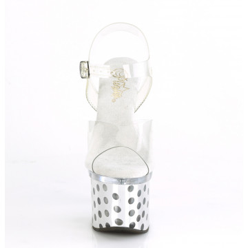 Pleaser DISCOLITE-708DOTS Clr/Slv Chrome