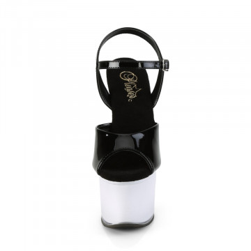 Pleaser DISCOLITE-709 Blk Pat/White Glow