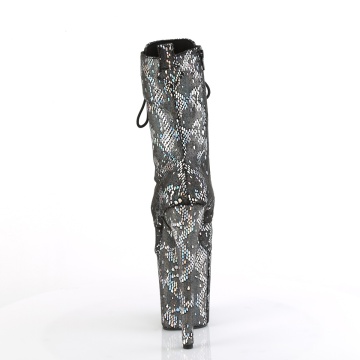 Pleaser FLAMINGO-1040SPF Silver Metallic Holo Snake Print Fabric/M