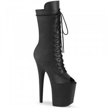 Pleaser FLAMINGO-1051WR Blk Faux Leather/Blk Faux Leather
