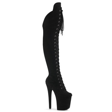 Pleaser FLAMINGO-3014FS Blk Faux Suede/Blk Faux Suede