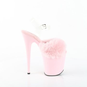 Pleaser FLAMINGO-808FUR B. Pink Faux Fur-Clr TPU/B. Pink