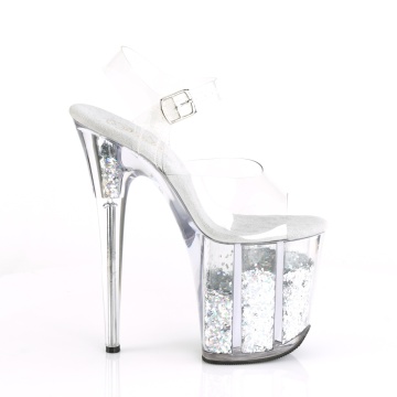 Pleaser FLAMINGO-808GF Clr/Slv Multi Glitter