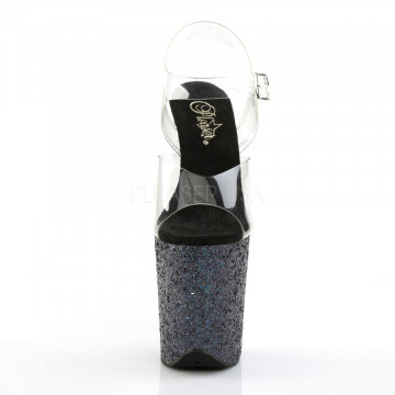 Pleaser FLAMINGO-808LG Clr/Blk Multi Glitter