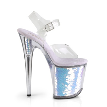 Pleaser FLAMINGO-808MC Clr/Lavender Hologram Inserts
