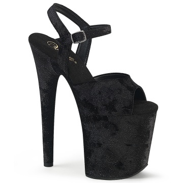 Pleaser FLAMINGO-809WR Blk Shimmering Fabric/Blk