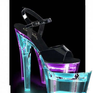 Pleaser FLASHDANCE-709 Blk Pat/Clr