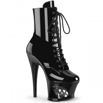 Pleaser MOON-1020SK Blk Pat/Blk-Pewter
