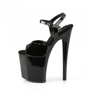 Pleaser NAUGHTY-809 Blk Pat/Blk