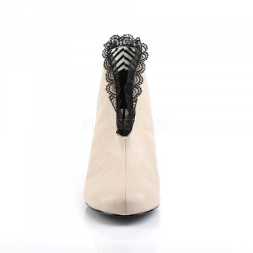 Pleaser Pink Label JENNA-105 Cream Faux Leather-Blk Lace