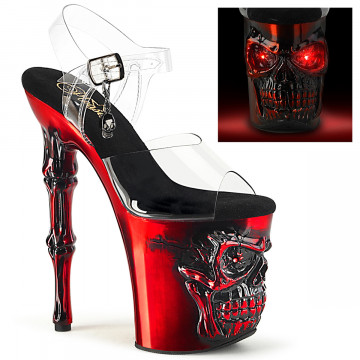 Pleaser RAPTURE-808-LT Clr/Satin Red Chrome