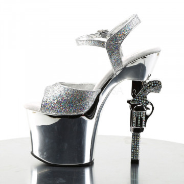 Pleaser REVOLVER-709G Slv Multi Gltr/Slv Chrome