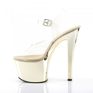 Pleaser SKY-308 Clr/Gold Chrome