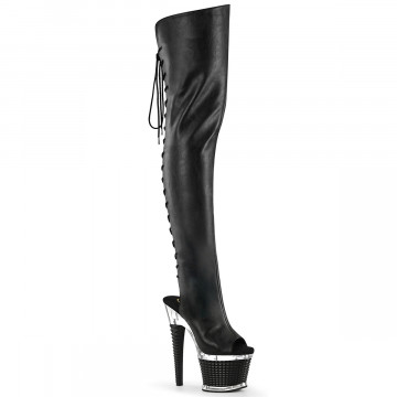 Pleaser SPECTATOR-3030 Blk Faux Leather/Clr-Blk Matte