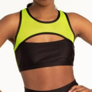 Polerina Anela – Black and Yellow Top rete a maglia larga M