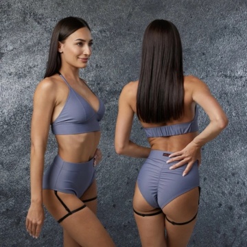 Polerina wear, set pole dance Bikini - Blue Grey
