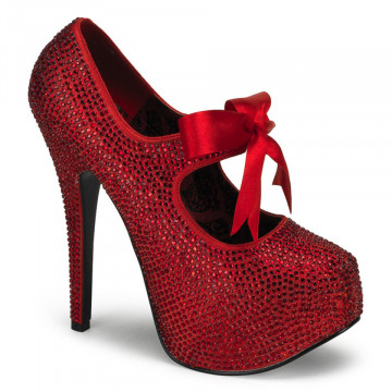Bordello TEEZE-04R Red Rhinestones